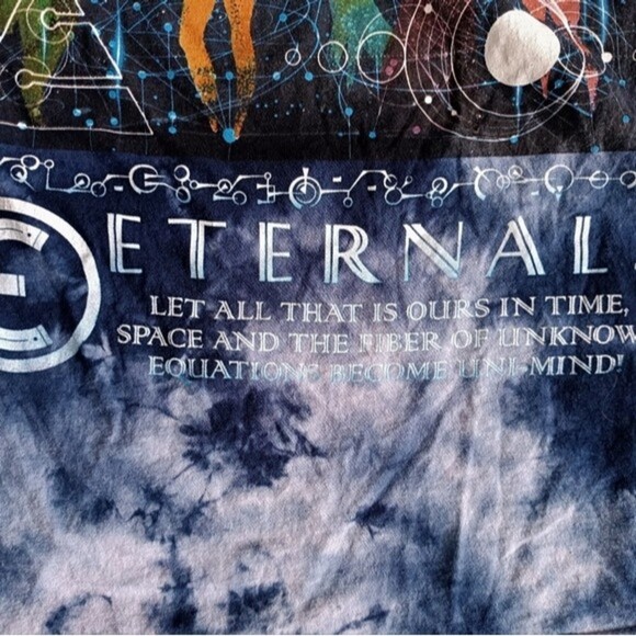 Marvel Eternals T-Shirt Mens Size Medium Blue Acid Wash Graphic Short Sleeve - Picture 9 of 11